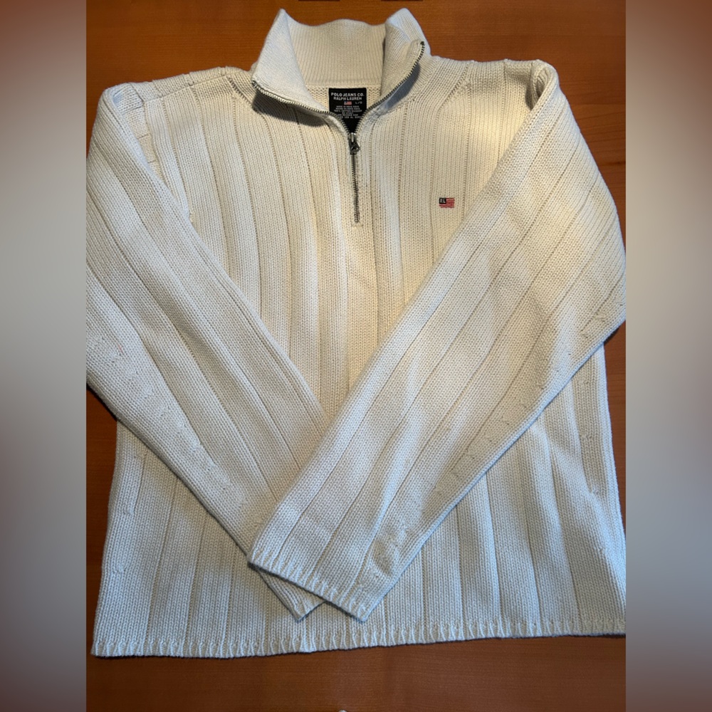 Men’s Polo Jeans Co 1/4 Zip Pullover Cotton Sweater